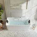 67 Freestanding Flat Bottom Whirlpool Bathtub with Faucet C4362