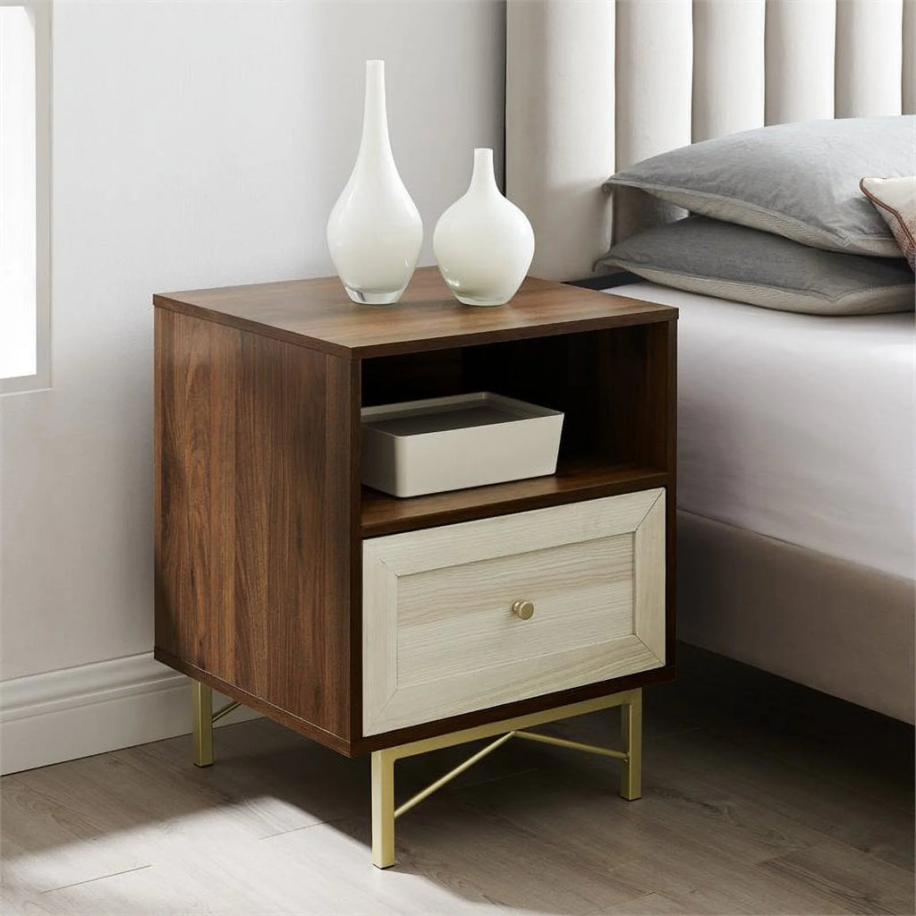20" 1-Drawer Nightstand in Dark Walnut/White Poplar M32766