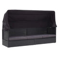 Black Poly Rattan Sun Lounger with Canopy and Cushion O622