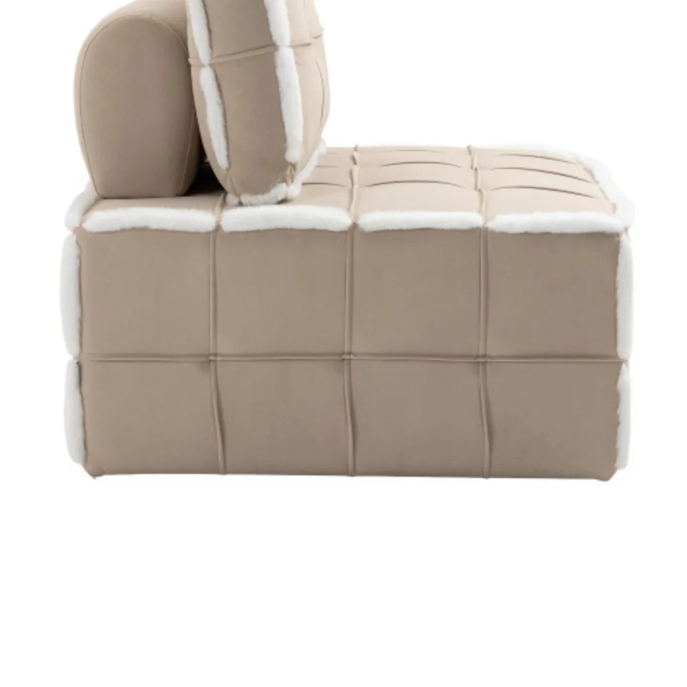 Beige Upholstered Armless Accent Sofa Chair C762