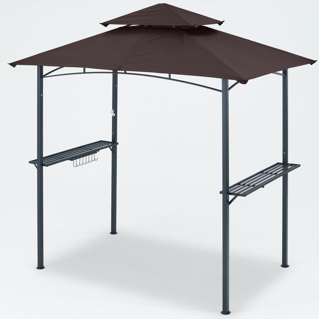 Brown Outdoor BBQ Grill Gazebo with LED Light X2790