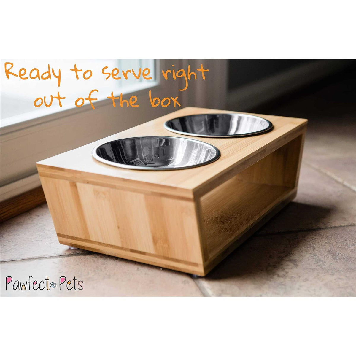 Elevated Dog Bowl Stand with 4 Stainless Steel Bowls F234