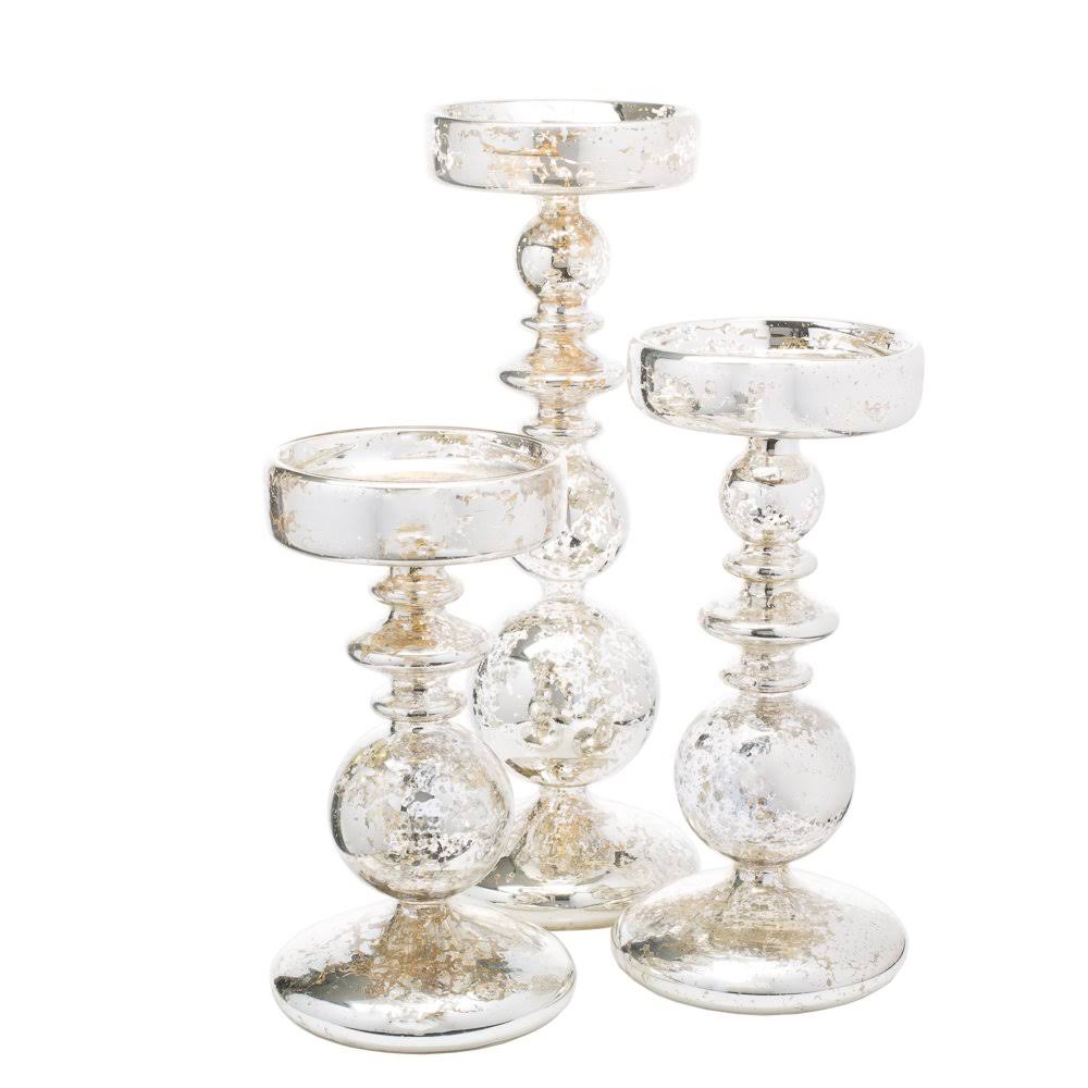 Mercury Bubble Pillar Candle Holder Set of 18 H65030