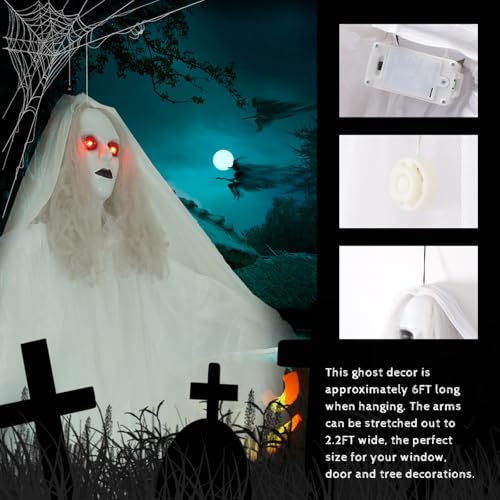 White 6FT Hanging Ghosts Halloween Decoration C801488