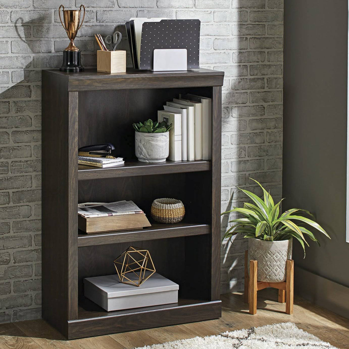 3 Shelf Bookcase Dark Oak A7412