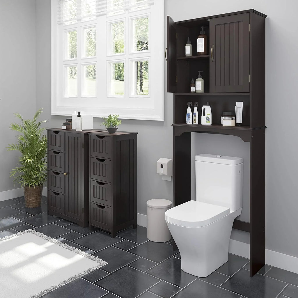 Over The Toilet Storage Cabinet Bathroom Organizer with Adjustable Shelf Y545192