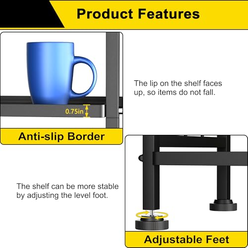 6-Wire Metal Standing Storage Shelf Rack Black V51295