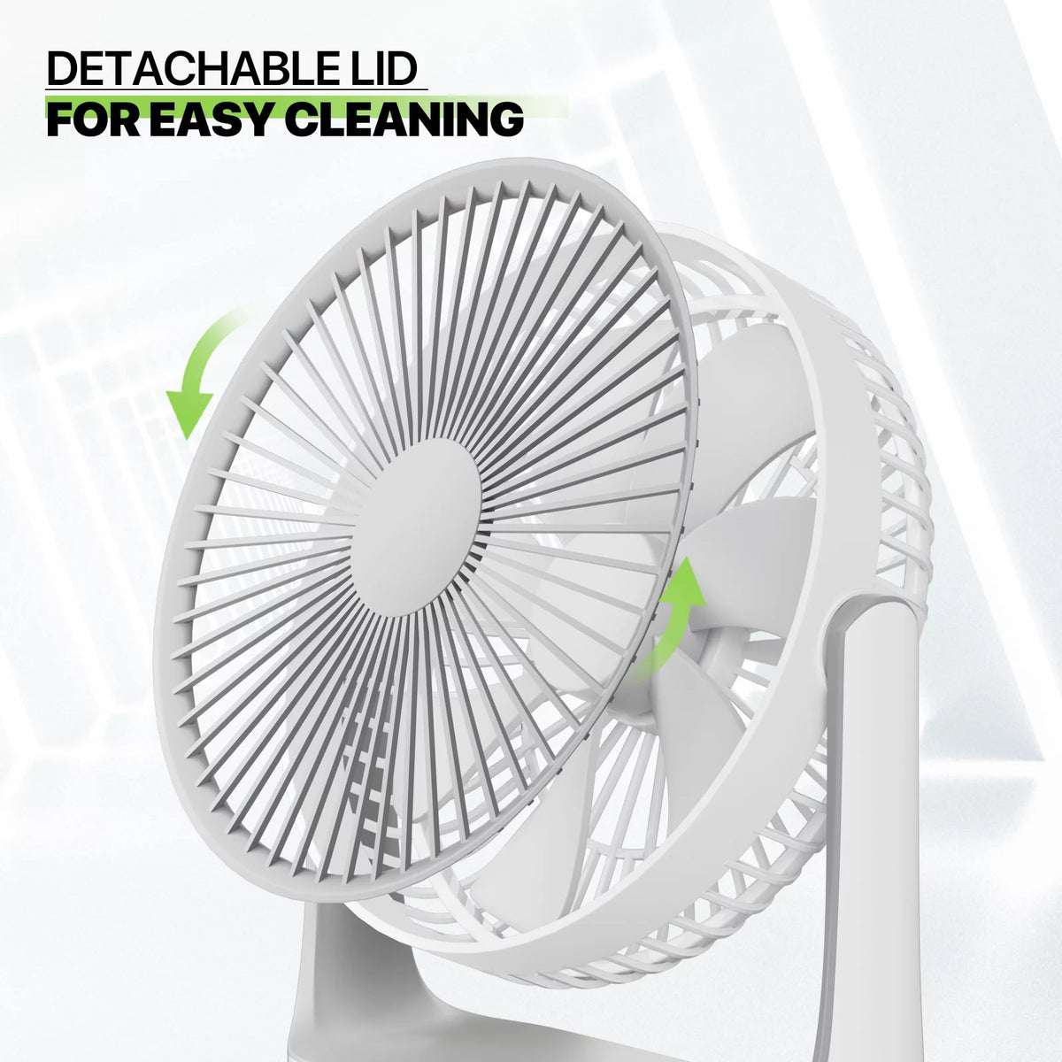 USB Desktop Fan, Rechargeable Wall Mounted Hanging Fan with LED Light, White Q98157