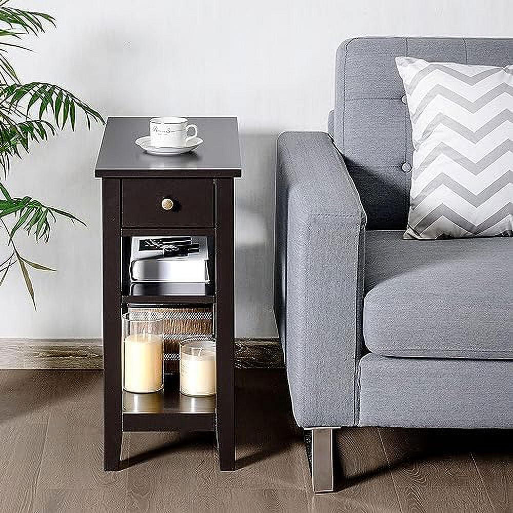 Narrow End Table with Drawer and 2 Open Shelves Z3444