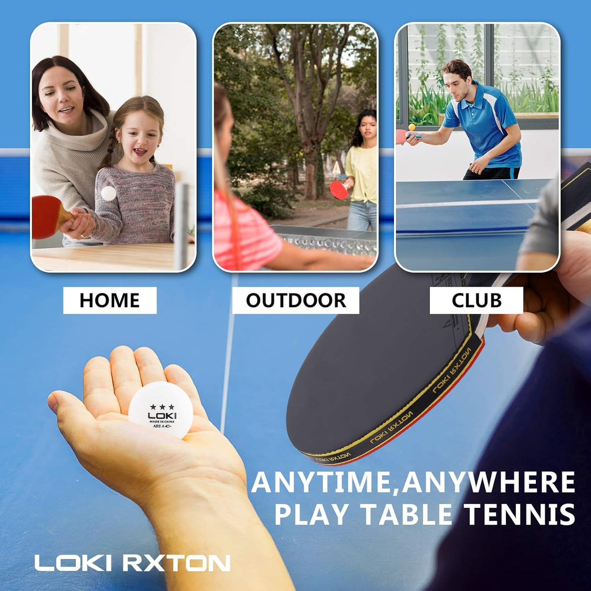 Ping Pong Paddles Set of 2 with Retractable Net, 6 Pack 3-Star Balls Portable Storage Case K640