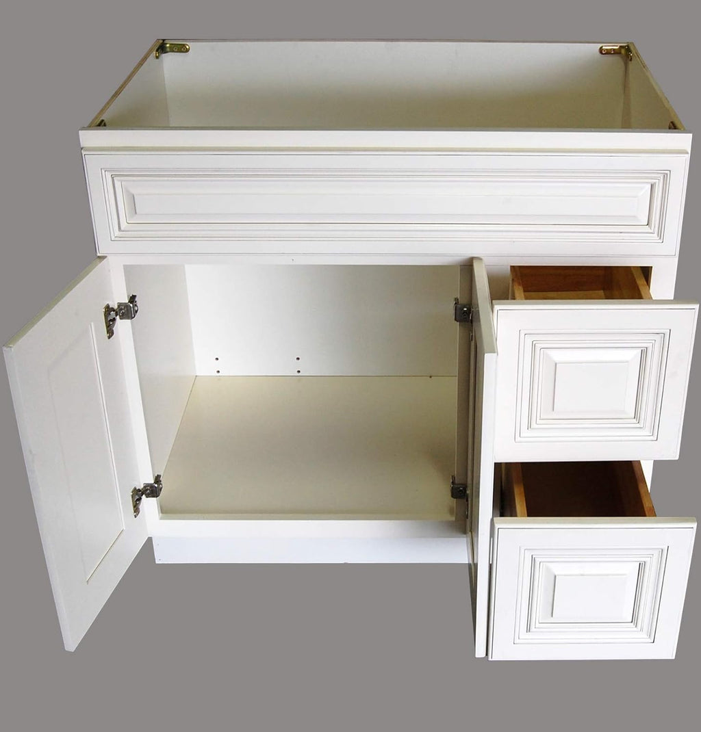 White Single-sink Bathroom Vanity Base Cabinet 36 Wide x 21 Deep Y72758
