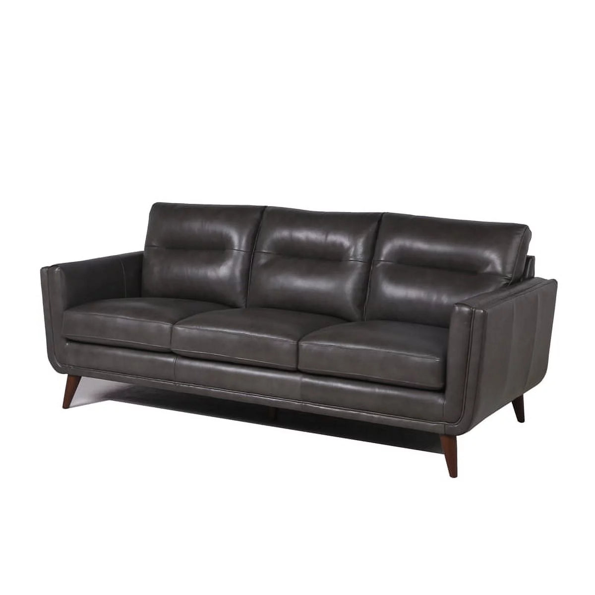 Mid-Century Leather Sofa in Gray I2501