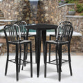 Silver Metal Bar Table Set with 4 Stools R226