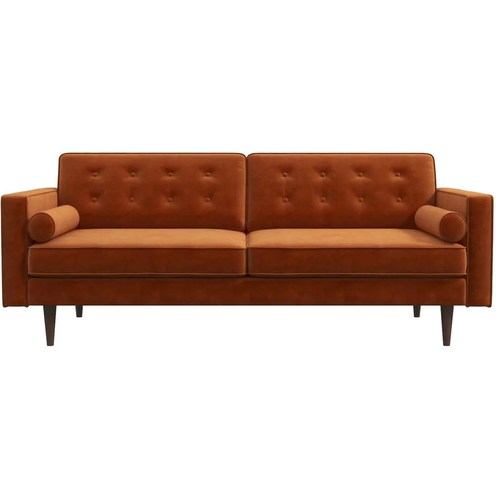 Orange Velvet Loveseat I539