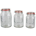 3 Piece Embossed Glass Preserving Storage Jar T20938