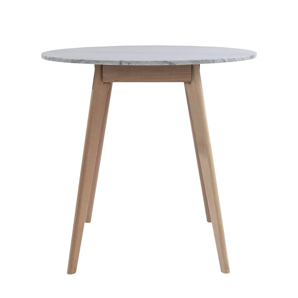 White and Beige Round Marble Dining Table F855923