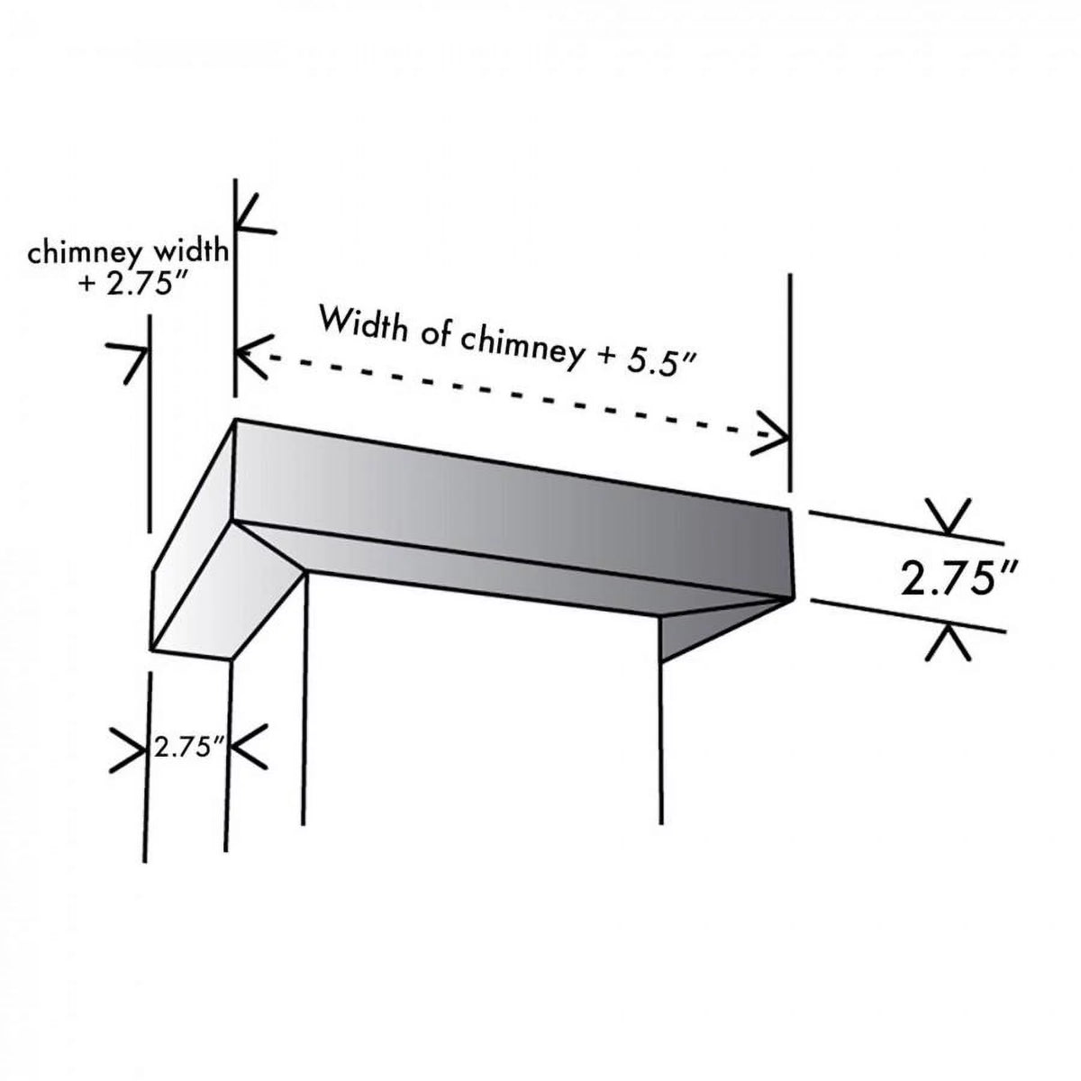Vented Crown Molding Profile 6 for Wall Mount Range Hood in Stainless Steel L6378