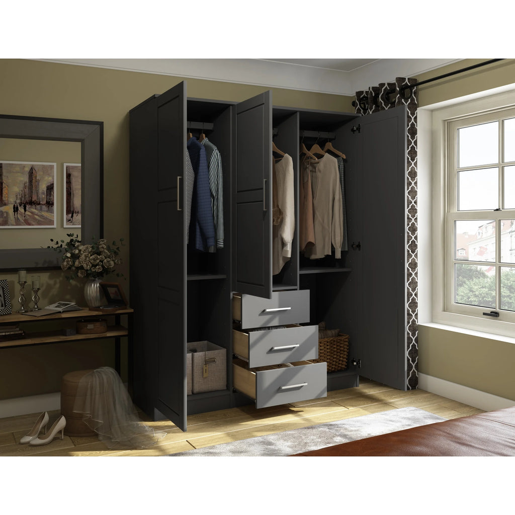 100% Solid Wood 3-Door Wardrobe Armoire B446997
