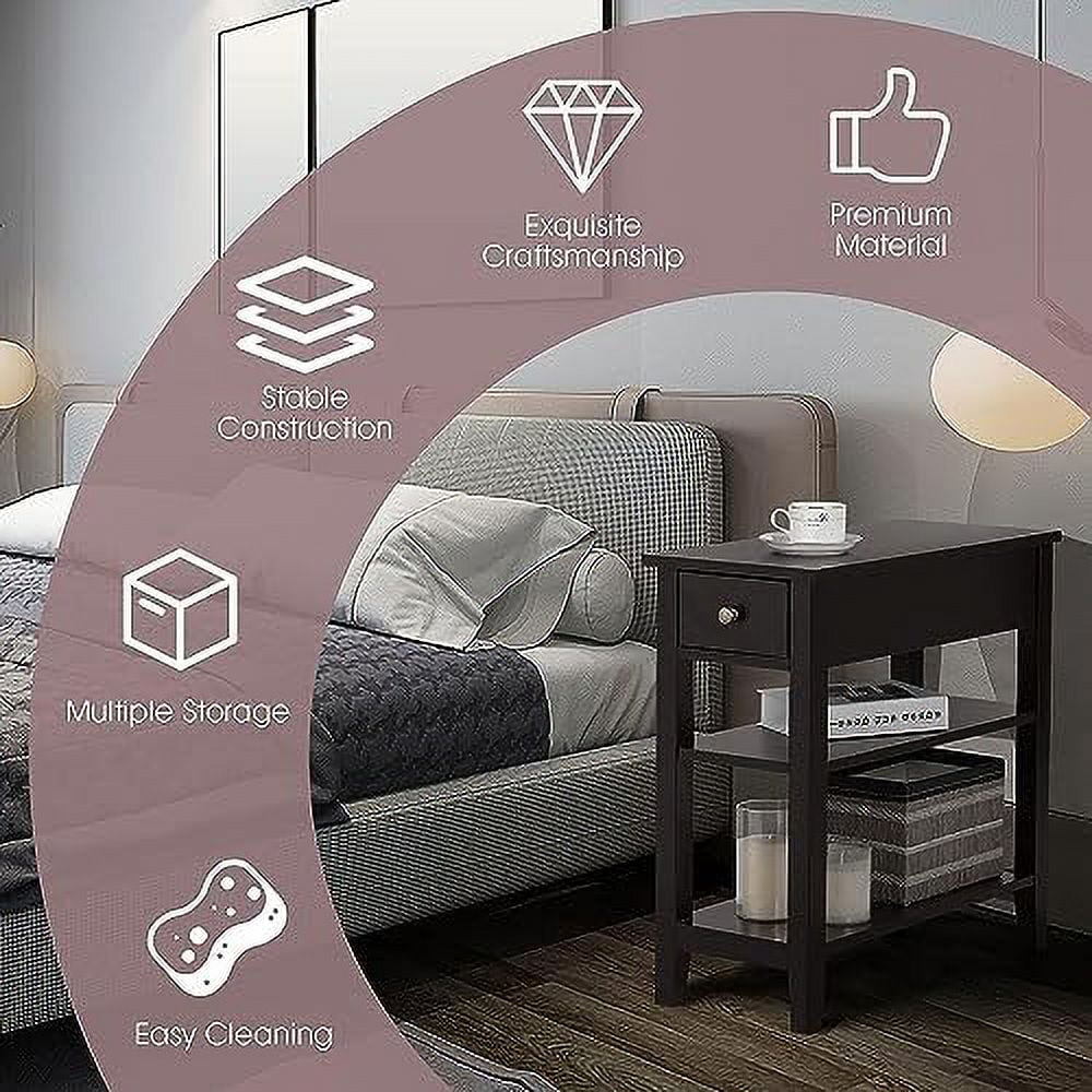 Narrow End Table with Drawer and 2 Open Shelves Z3444
