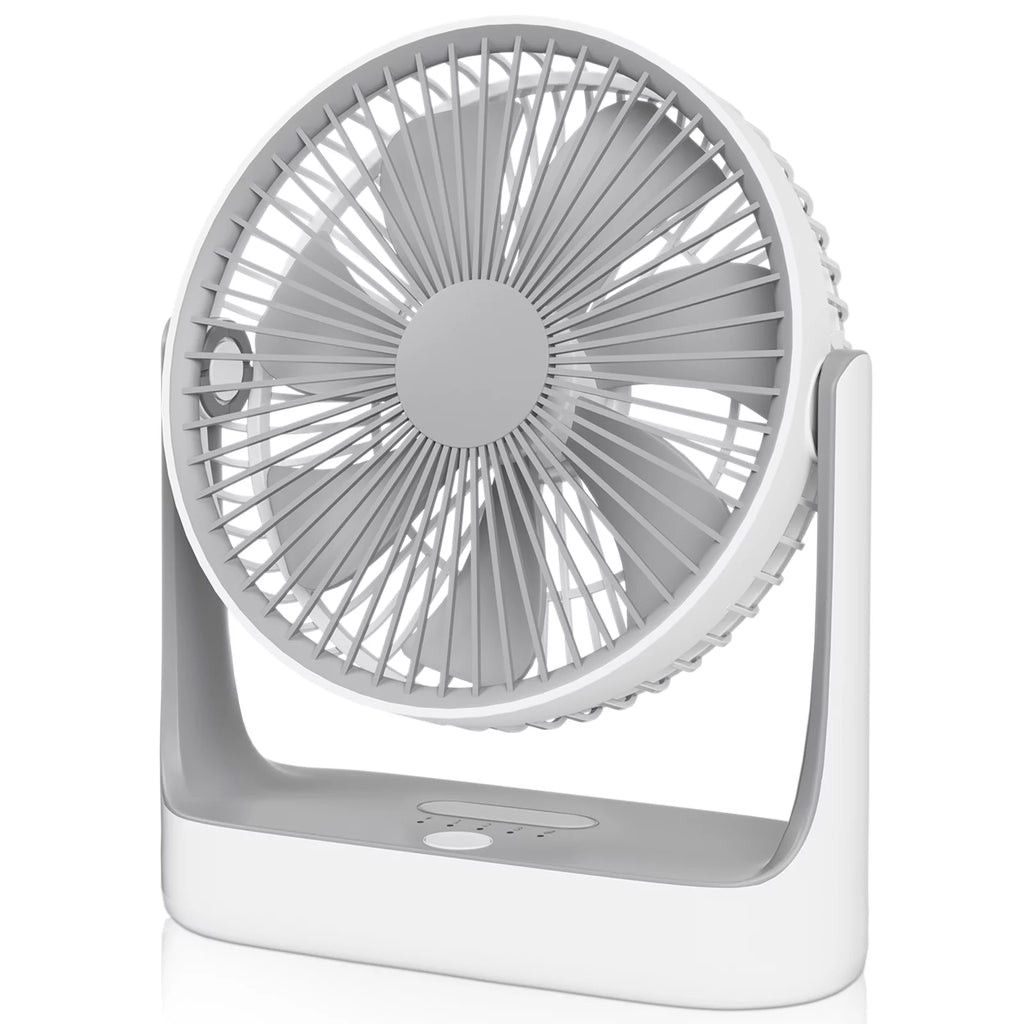 USB Desktop Fan, Rechargeable Wall Mounted Hanging Fan with LED Light, White Q98157