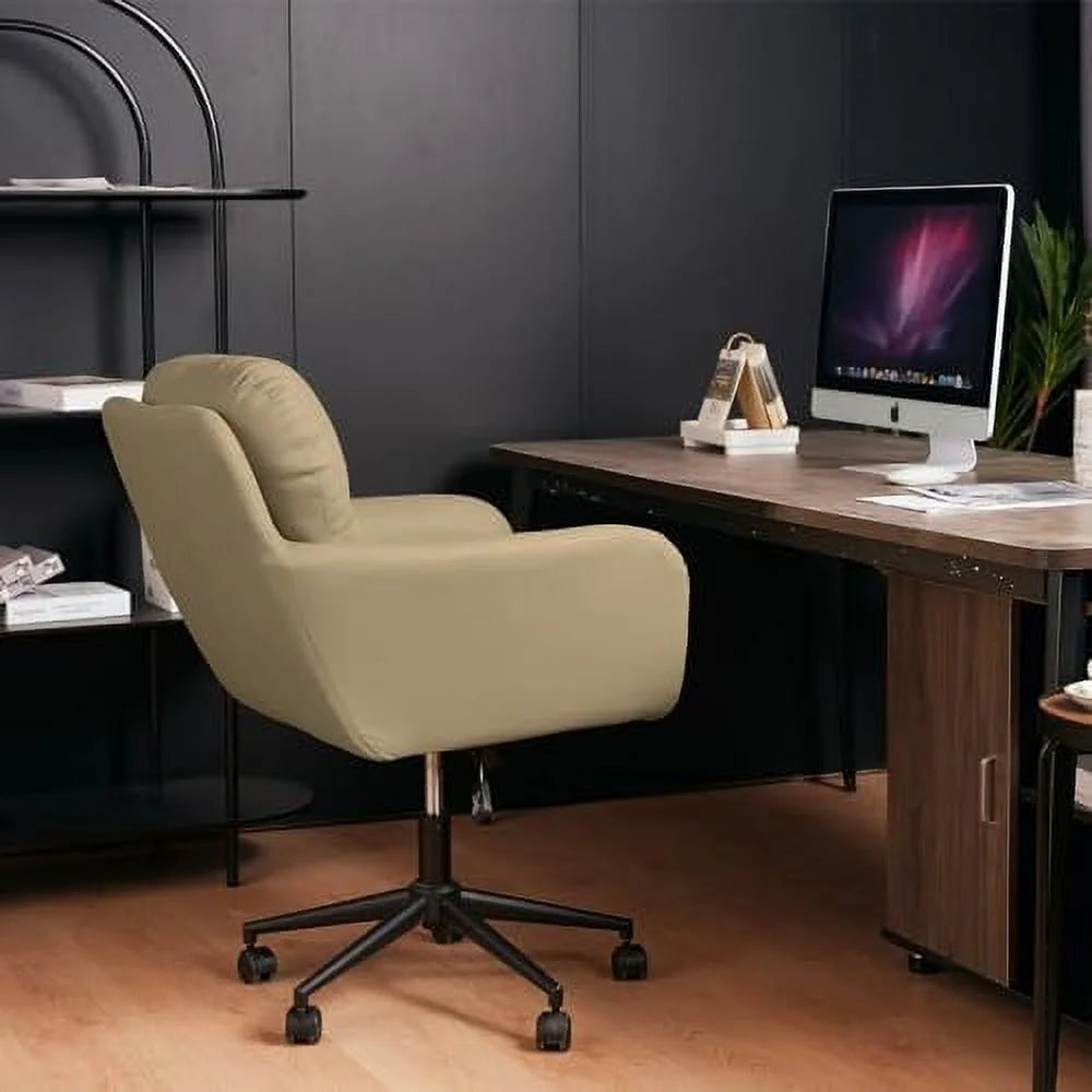 Light Grey PU Leather Office Chair with Pillow U349615