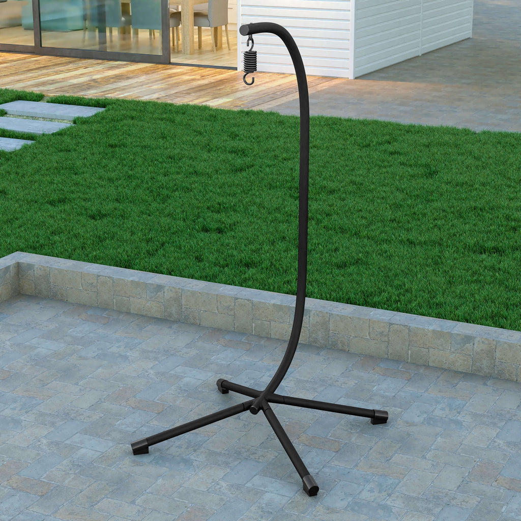 Black Powder Coated Steel Hanging Hammock Chair C-Stand with Spring Hook J247
