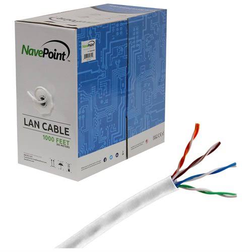 Cat6 1000ft CCA UTP Solid 23AWG White 550MHz Bulk Ethernet Cable C370