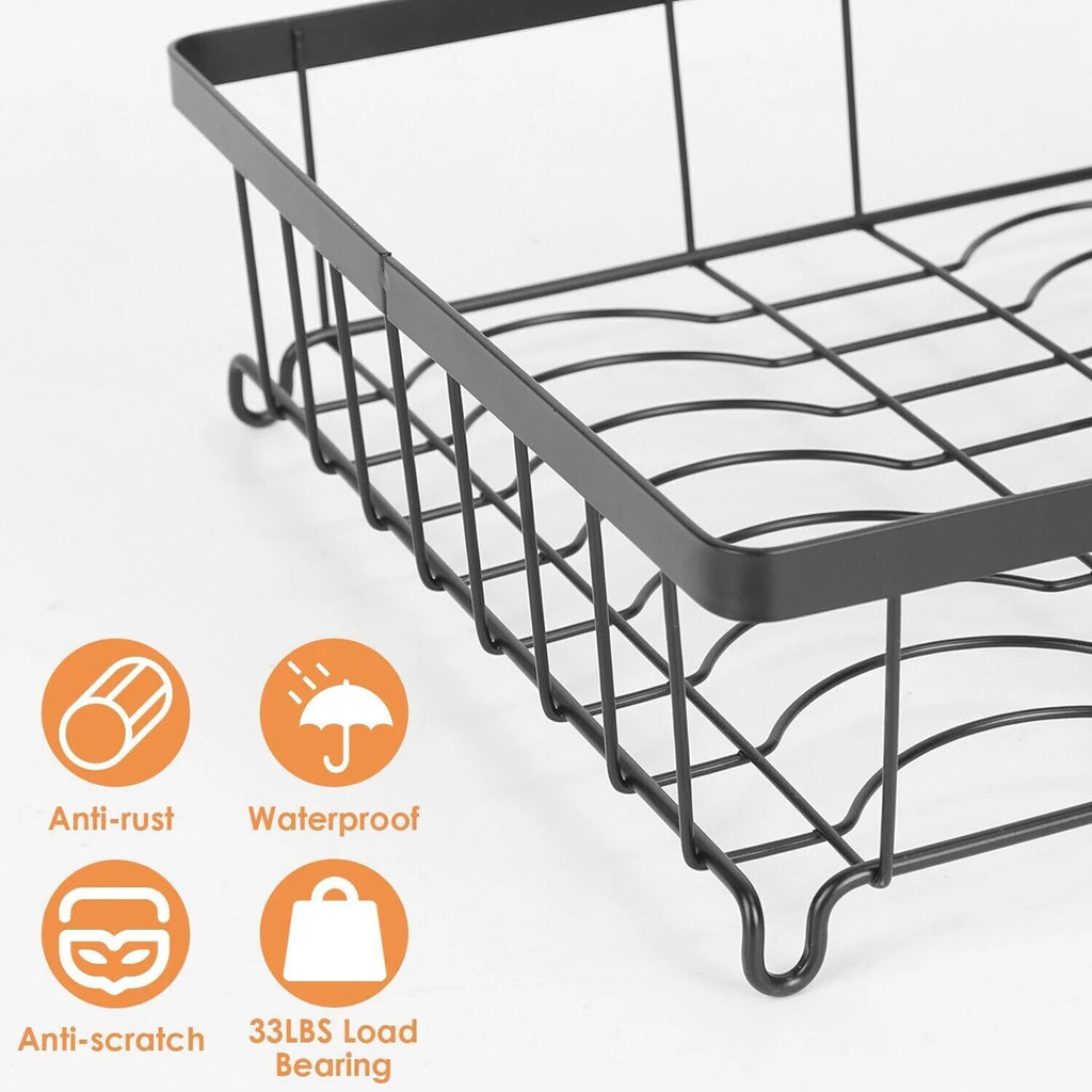 2 Tier Stainless Steel Dish Rack with Drainer A640