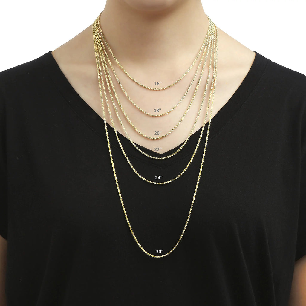 10k Yellow Gold 2mm Diamond Cut Rope Chain Necklace V44866