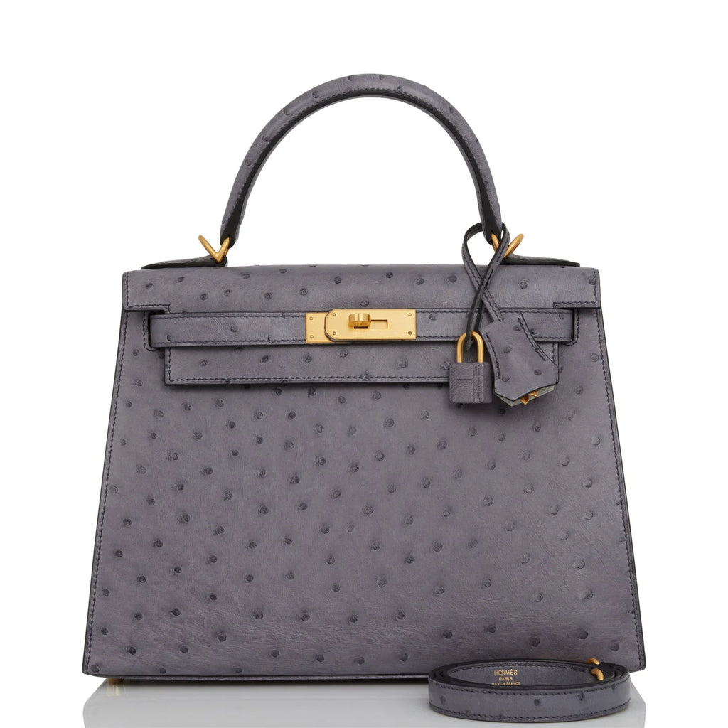 Gris Agate and Gris Perle Ostrich Bag R815