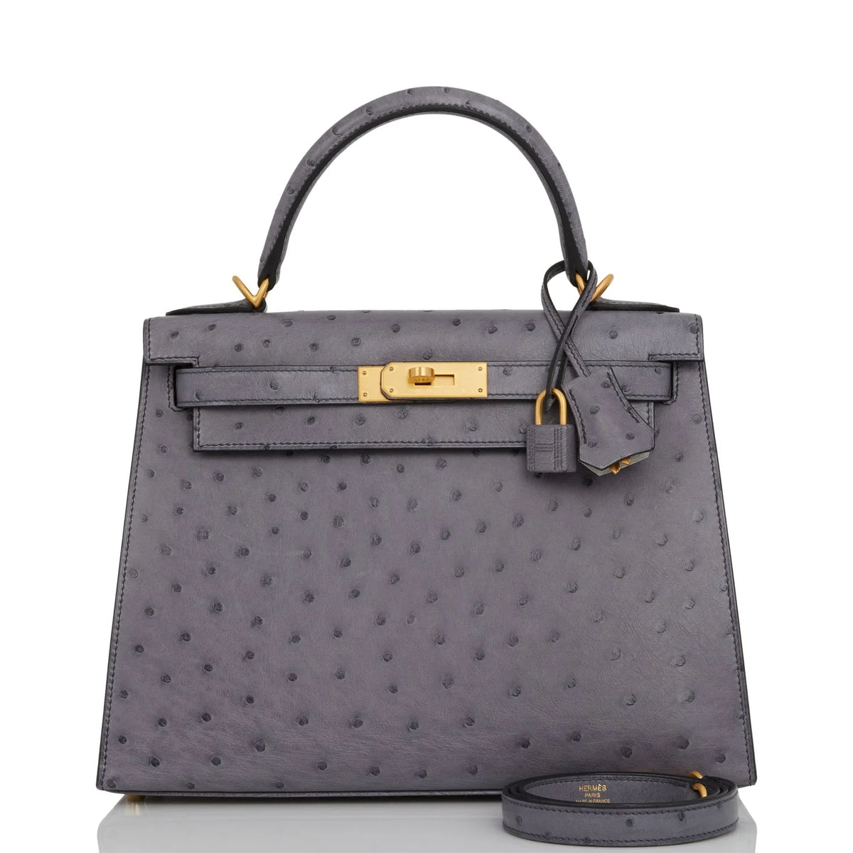Gris Agate and Gris Perle Ostrich Bag R815