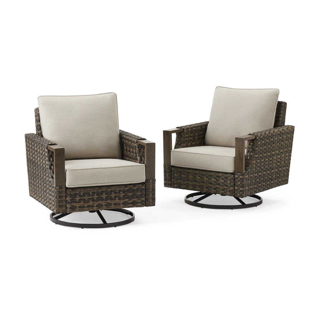Brown 4 Piece Steel Conversation Set with 2 Swivel Rocker V966