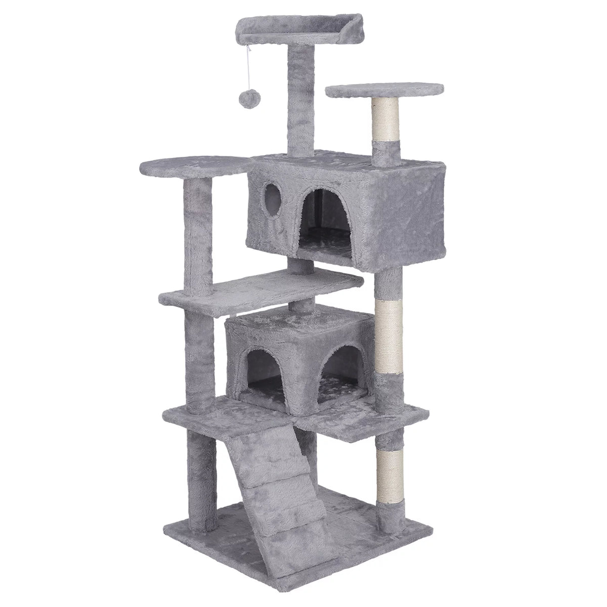 55-in Light Gray Cat Tree & Scratching Post Tower D3452
