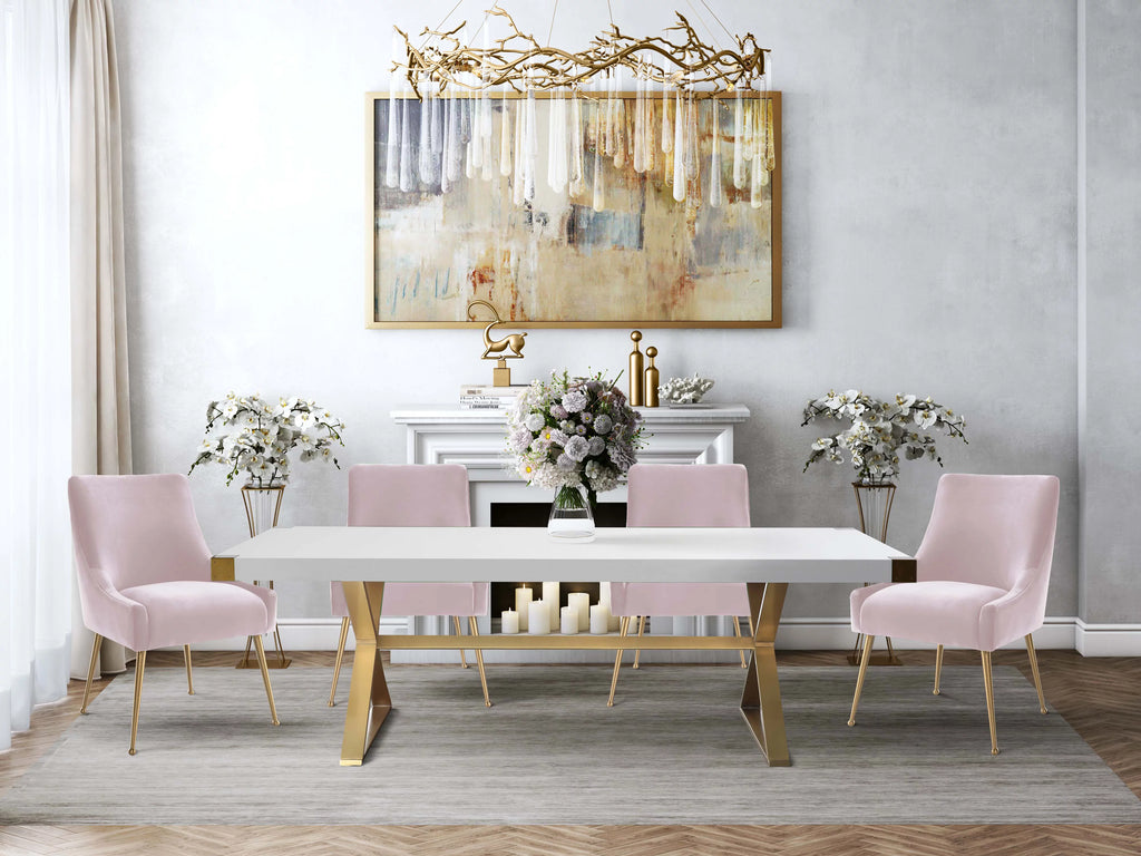Blush Velvet Side Chair with Gold Legs I549
