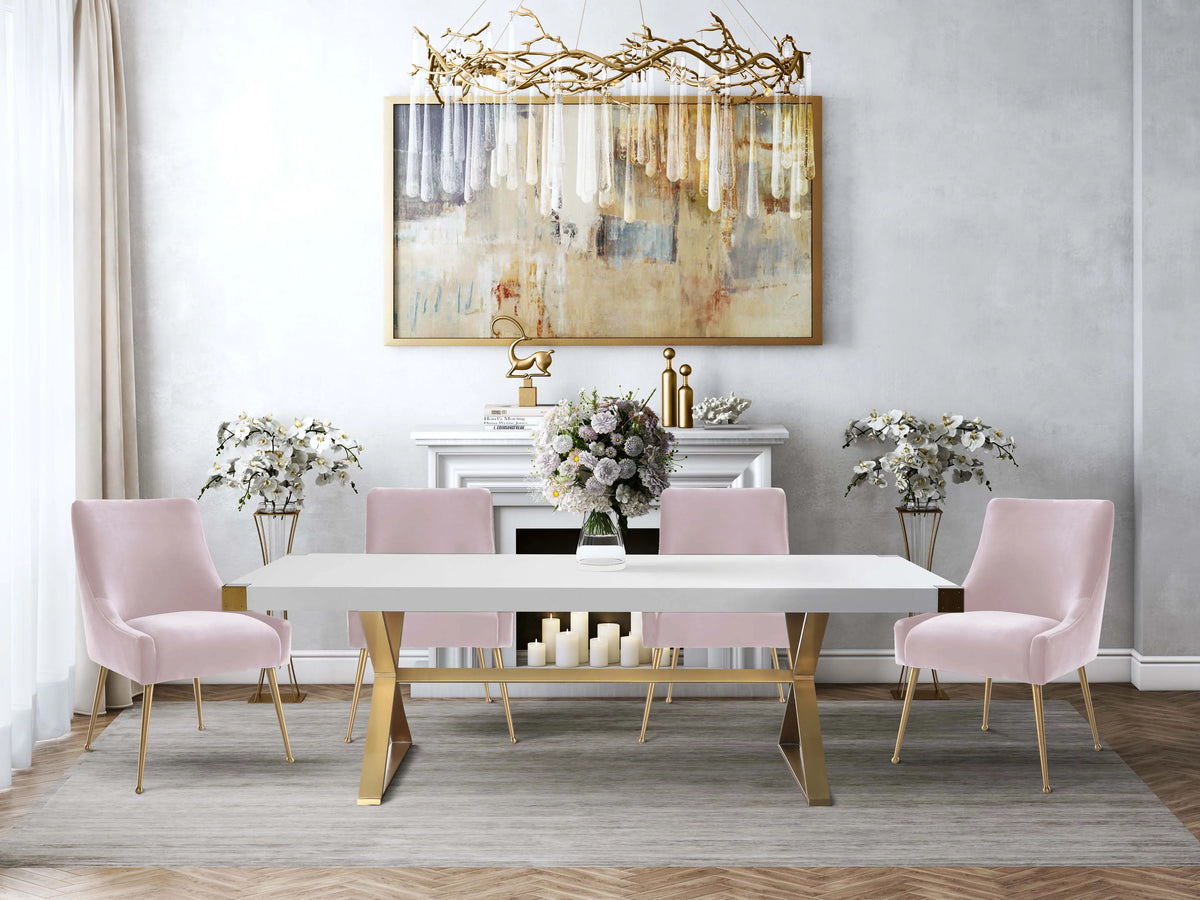 Blush Velvet Side Chair with Gold Legs I549