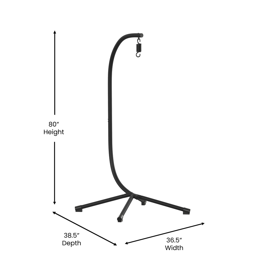 Black Powder Coated Steel Hanging Hammock Chair C-Stand with Spring Hook J247