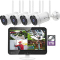 2K Wireless Security Camera System with 12 HD Monitor, 4Pcs 3MP Cameras F2281