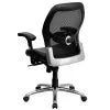 Black Mesh Executive Swivel Office Chair with Adjustable Lumbar & Arms J73740