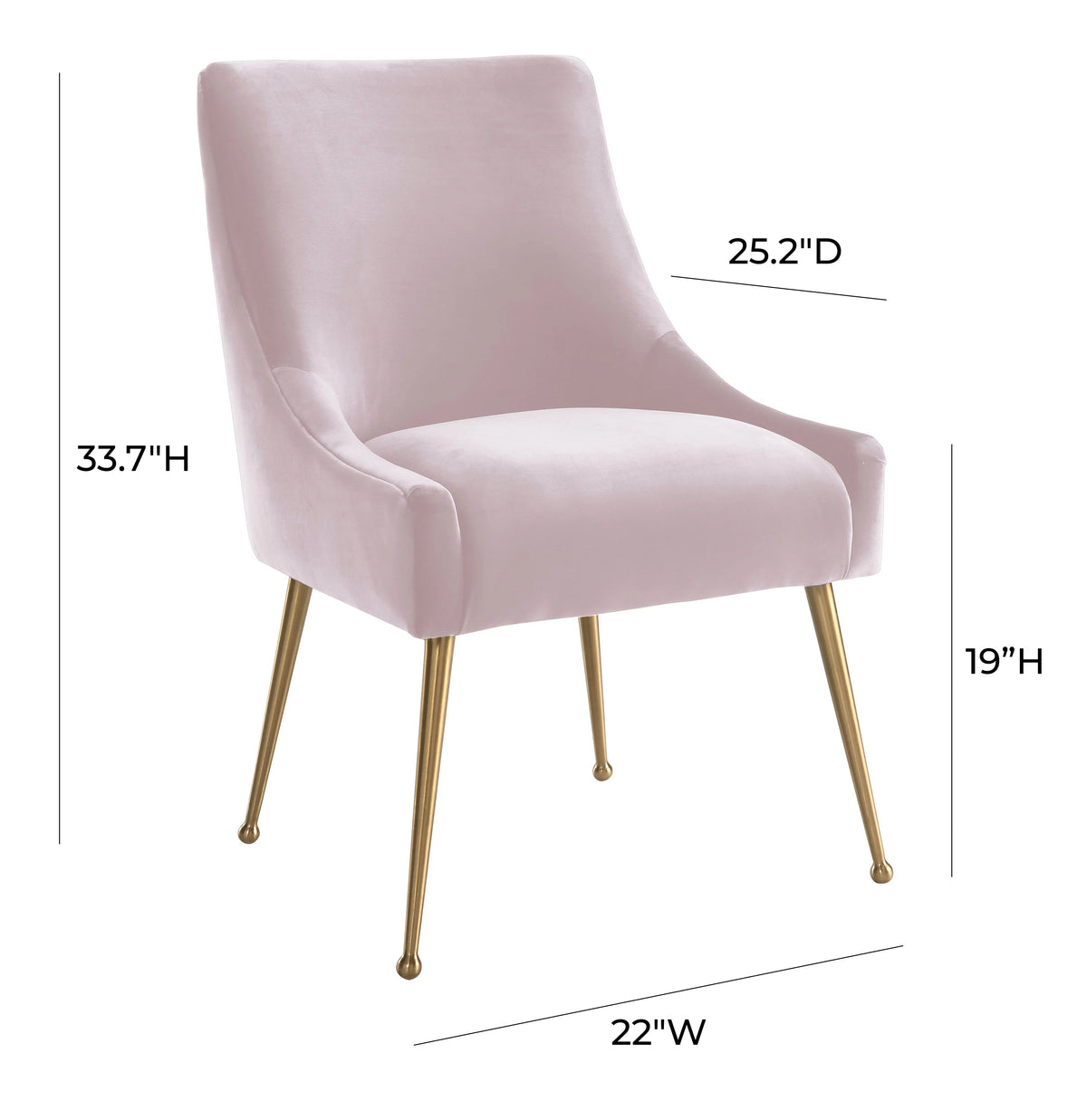 Blush Velvet Side Chair with Gold Legs I549