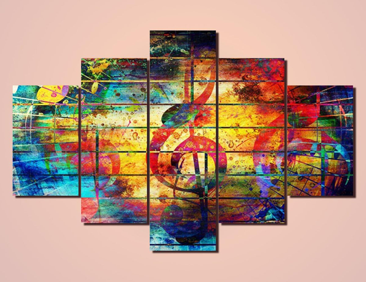 Black and White 5 Piece Canvas Wall Art Turntables Paintings Y506627