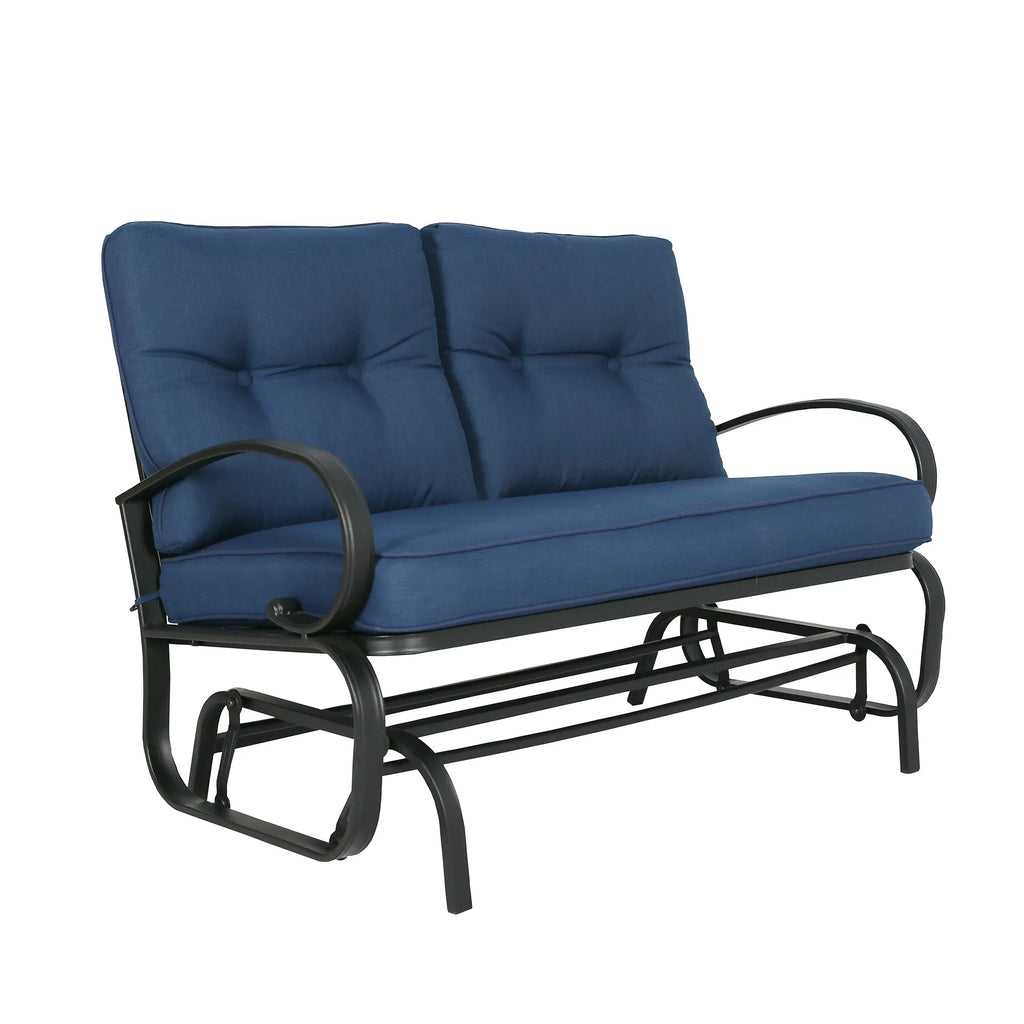 Beige Outdoor Loveseat Patio Swing Glider Bench J7194