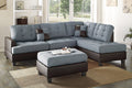 Grey Reversible Sectional Sofa Chaise Ottoman Set with 2 Accent Pillows O73961