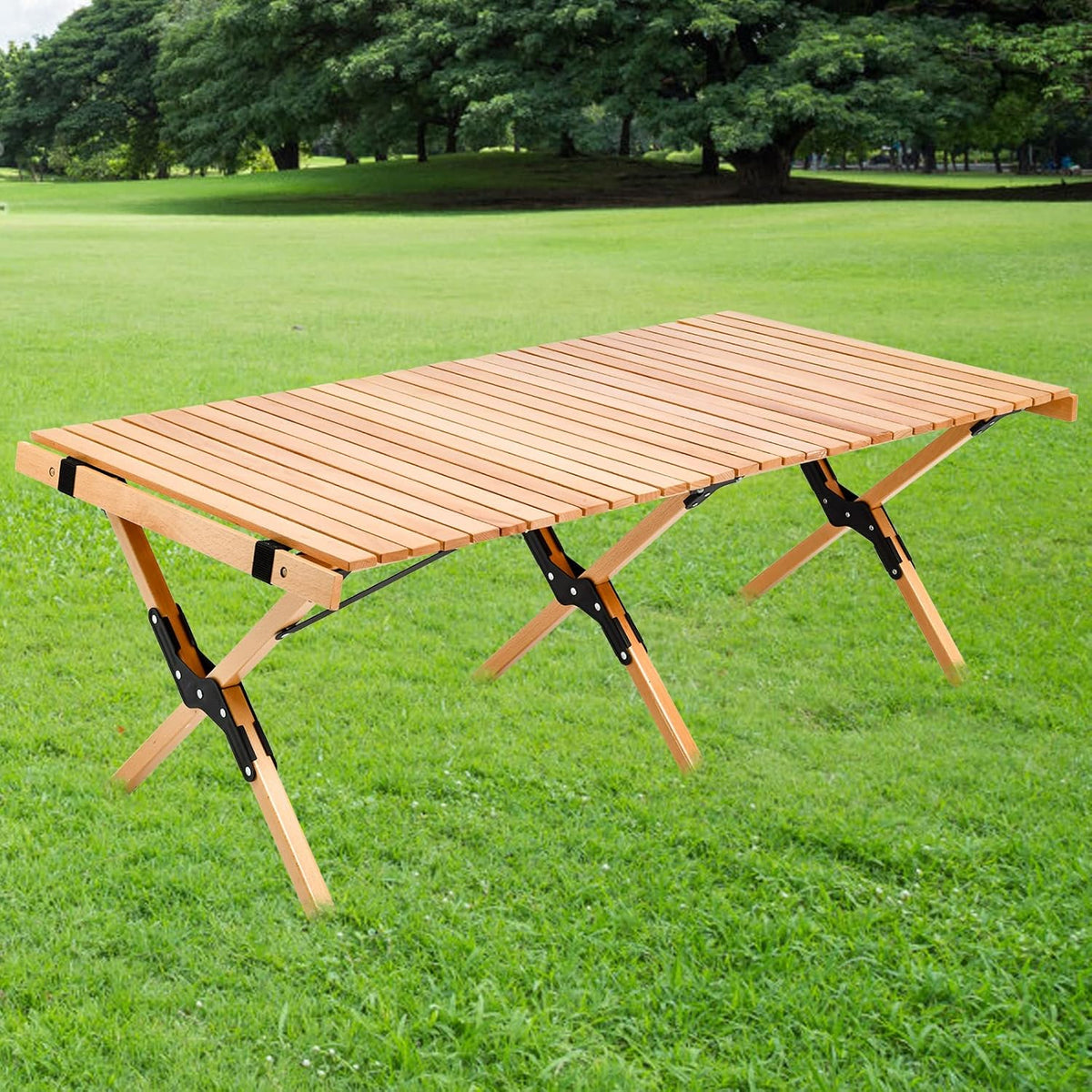 4ft Folding Portable Wooden Camping Table with Carry Bag M996