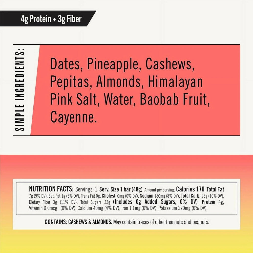 Chili Pepita Pineapple Plant Based Protein Fruit & Nut Nutrition Bars 12 Pack A46479