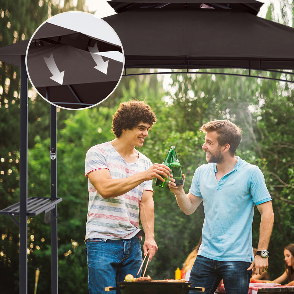 Brown Outdoor BBQ Grill Gazebo with LED Light X2790