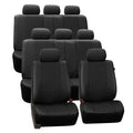 Black Faux Leather Split Bench Car Seat Covers, 8 Seater 3 Row Y99608