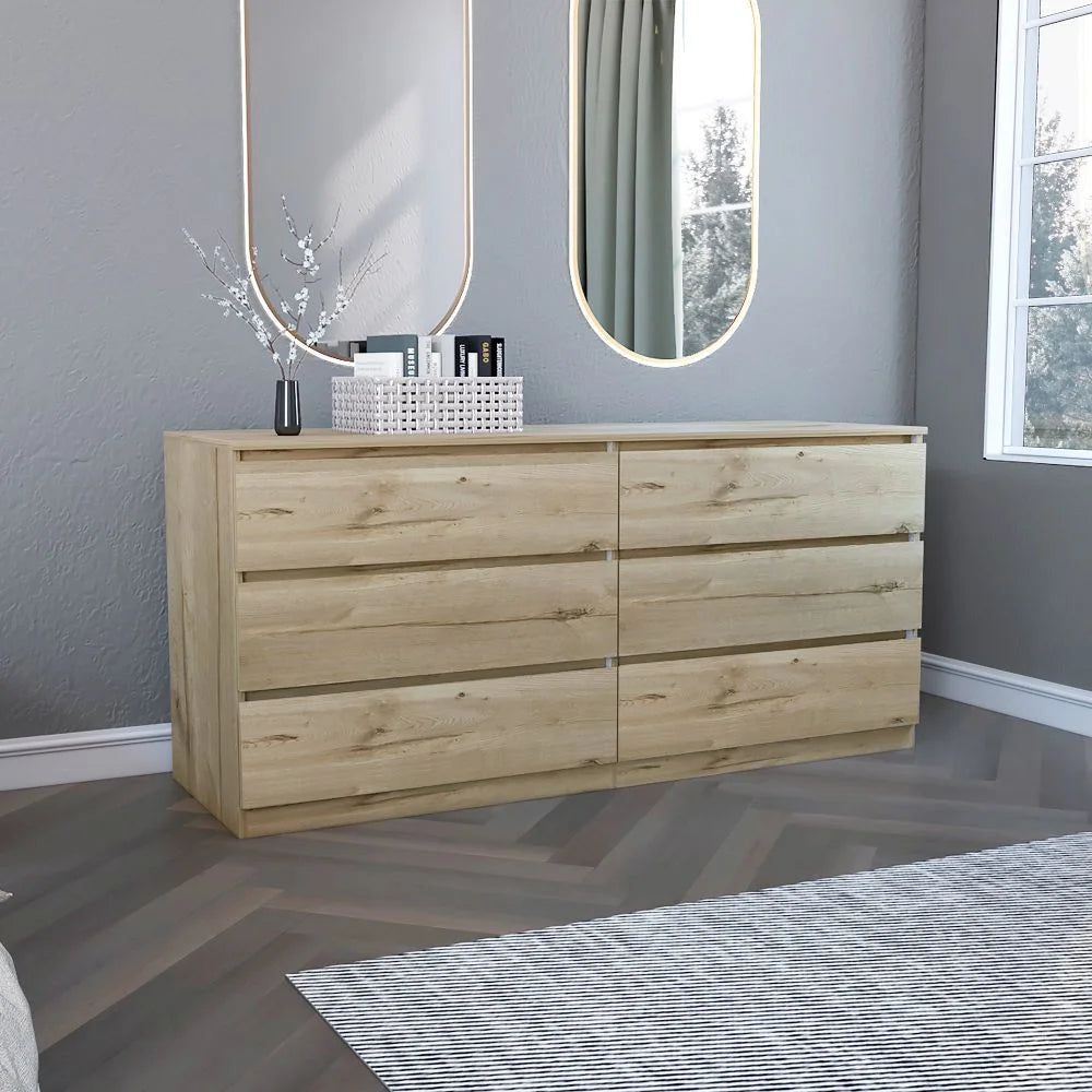 6 Drawer Double Dresser Light Gray J755705