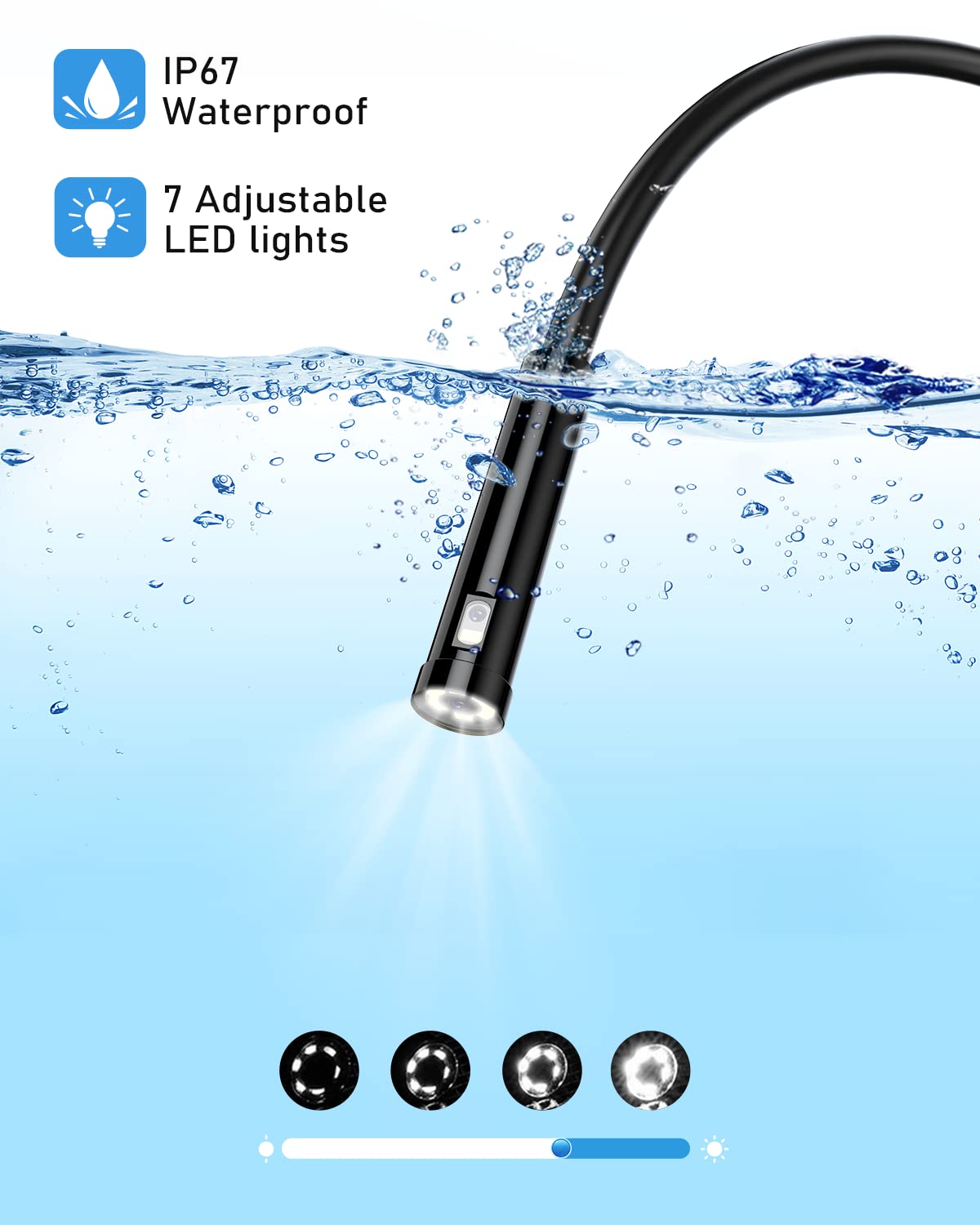 Dual Lens Industrial Endoscope 1080P Digital Borescope Inspection Camera with Light IP67 Waterproof 4.5 Screen 32GB Card 11.5FT Cable S301