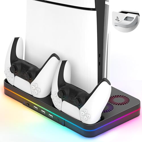 PS5 Slim Cooling Station with 2 Cooling Fan and 2 Controller Charging Station L518