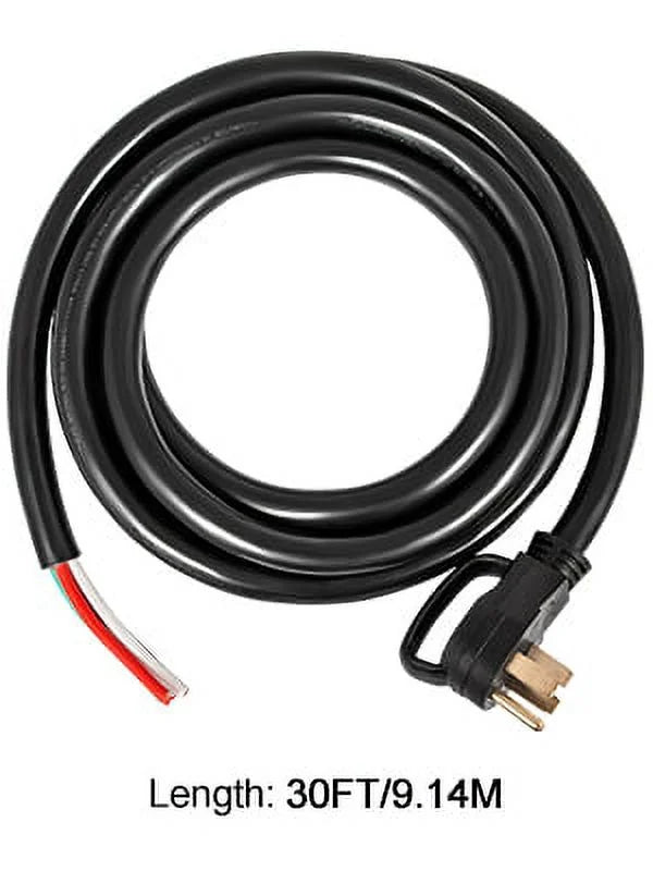 30' 50A RV Power Cord 6/3 + 8/1 AWG NEMA 14-50P to Bare Wire D120